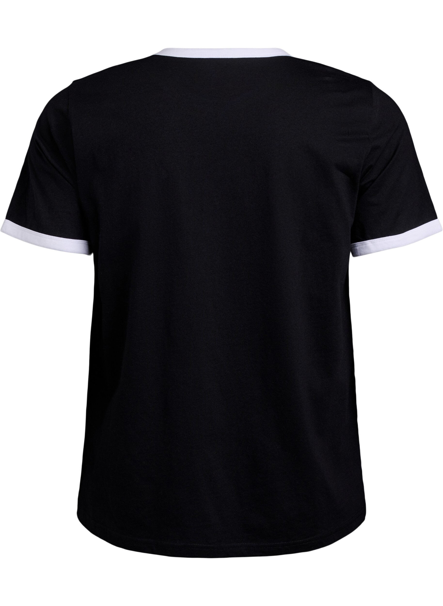 Zizzi T-shirt z nadrukowanym napisem, Black w.An. Wh.Paris, Packshot image number 1