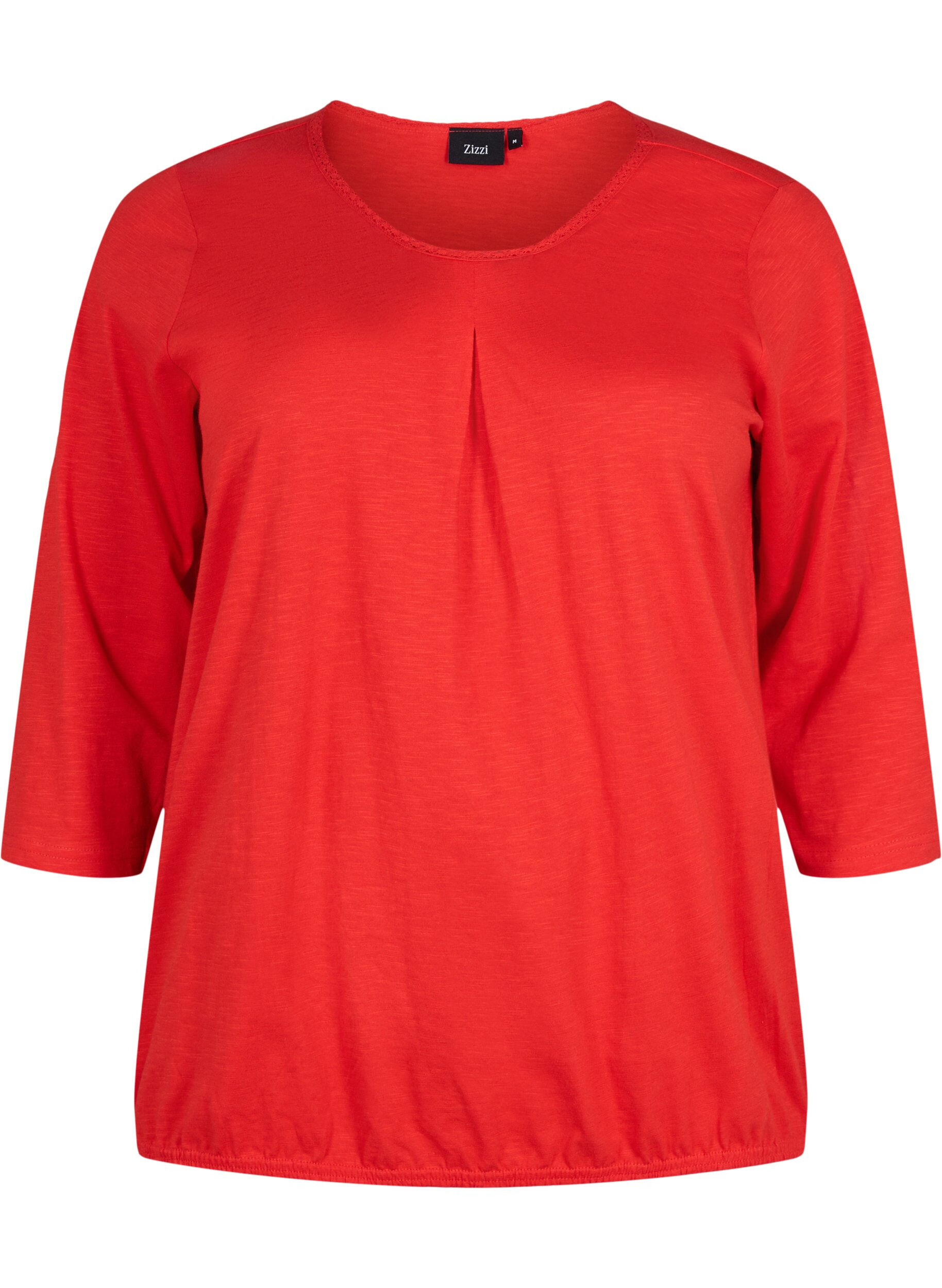 Zizzi Bawelniany top z rekawami 3/4, Fiery Red, Packshot image number 0