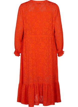 Zakardowa sukienka midi z dlugimi rekawami, Orange.com, Packshot image number 1