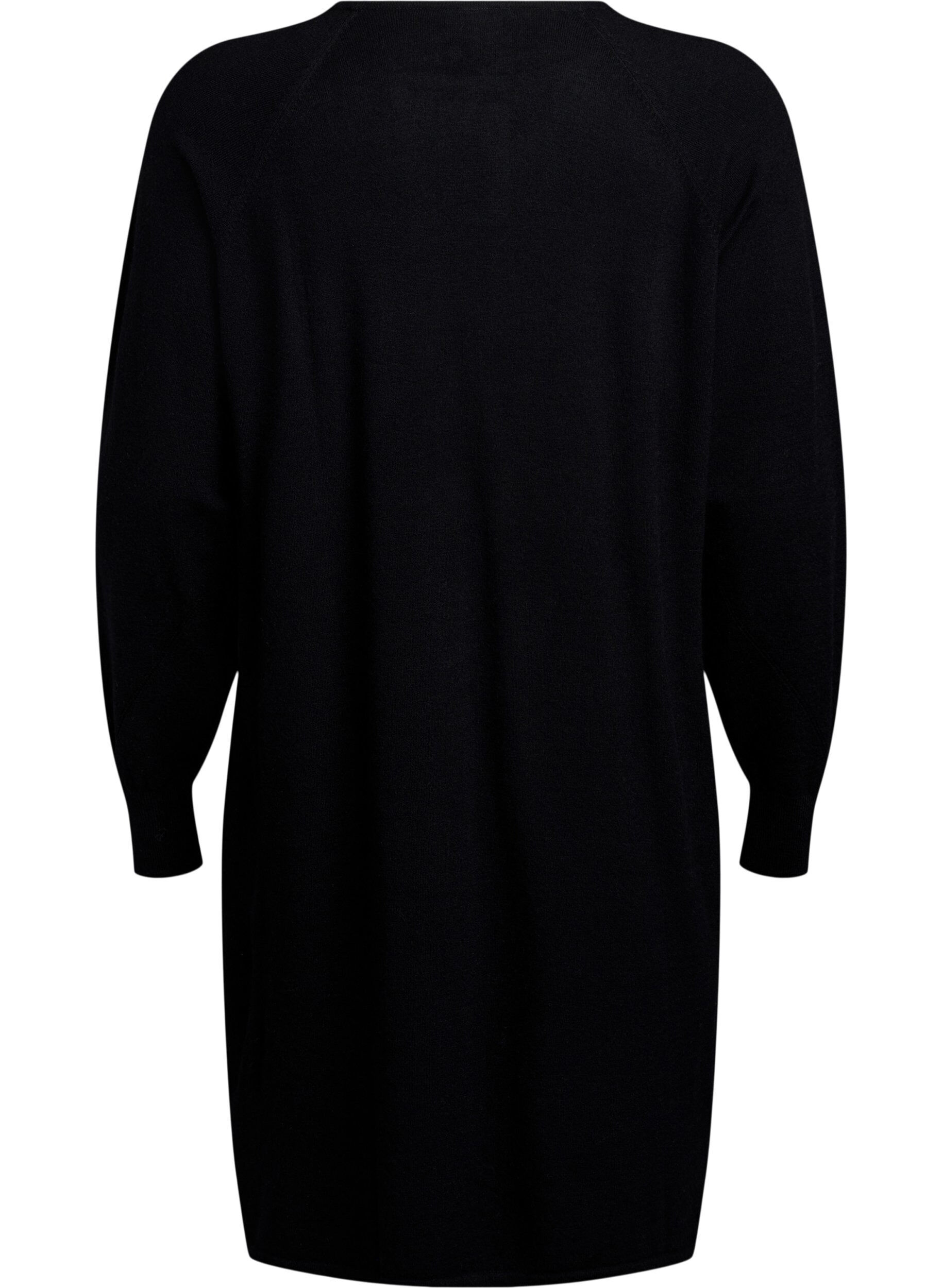 Zizzi Dzianinowa sukienka z okraglym dekoltem i dzianinowym wzorem, Black, Packshot image number 1