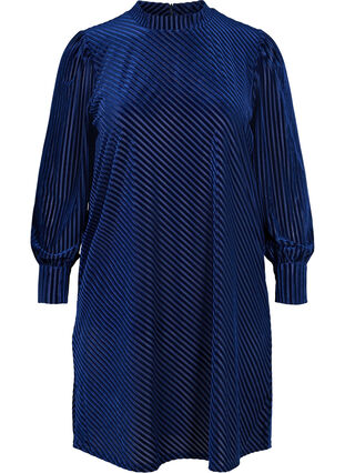 Teksturowana sukienka z weluru, Evening Blue, Packshot image number 0