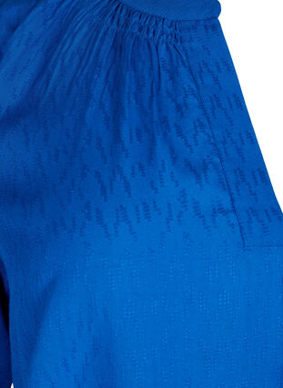 Wiskozowa bluzka z krótkimi rekawami i dekoltem w szpic, Princess Blue, Packshot image number 3
