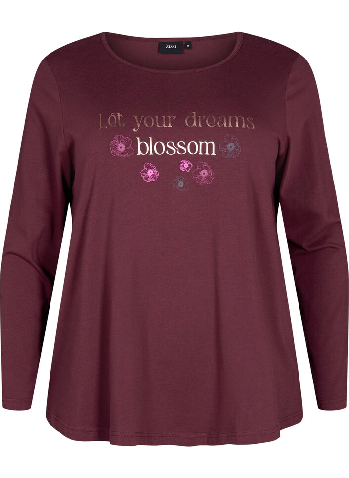 Bawelniana koszula nocna z tekstowym nadrukiem, Czerwony, Packshot image number 0