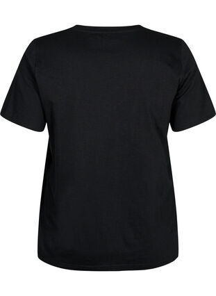 Podstawowa koszulka z krótkim rekawem i dekoltem w szpic, Black, Packshot image number 1