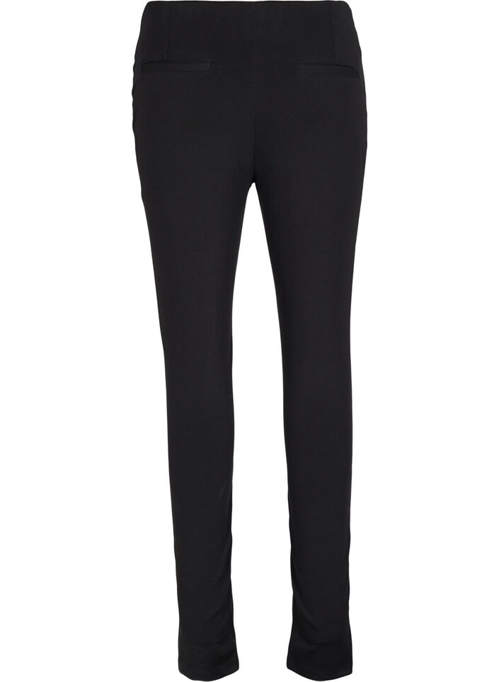 Leggings with faux leather, Black, Packshot image number 1
