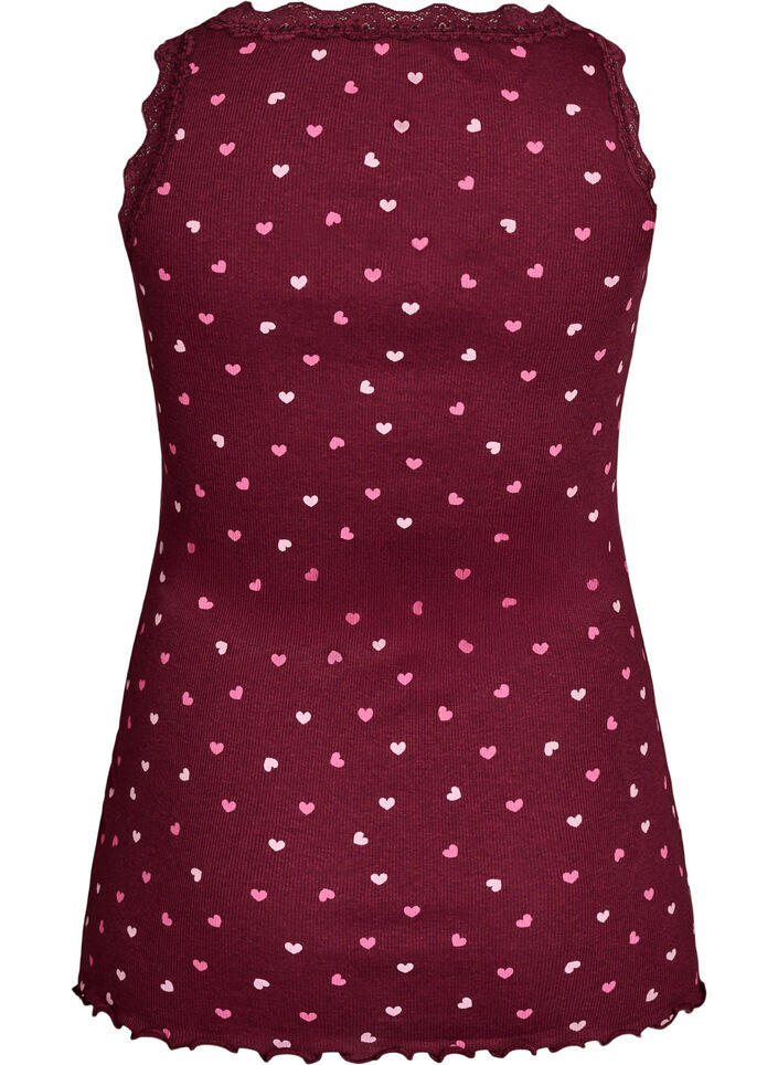 Top z nadrukiem i koronkowym brzegiem, Czerwony, Packshot image number 1