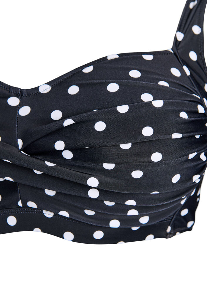 Bikinikowy top z wysci&oacute;lka i nadrukiem, Czarne, Packshot image number 2