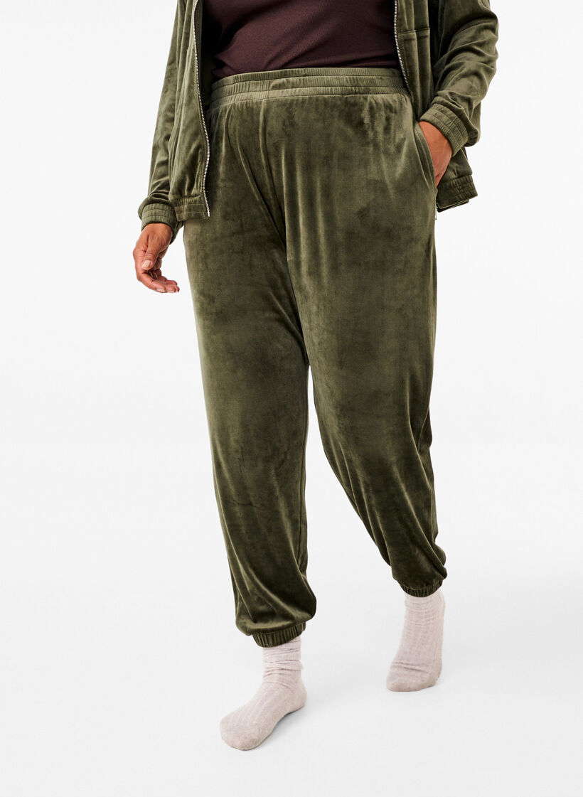 Luzne aksamitne spodnie, Zielony, Model image number 2