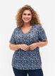 Flash – koszulka z nadrukiem i dekoltem w szpic, Blue Green Ditsy, Model image number 0