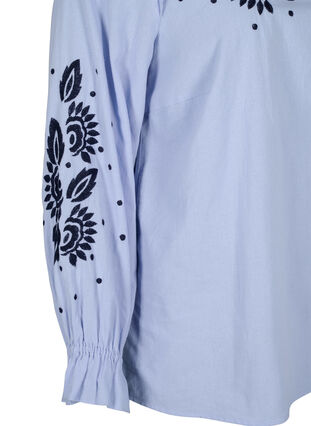 Bawelniana bluzka z haftem i falbanami, Ch. Blue w. Navy, Packshot image number 3