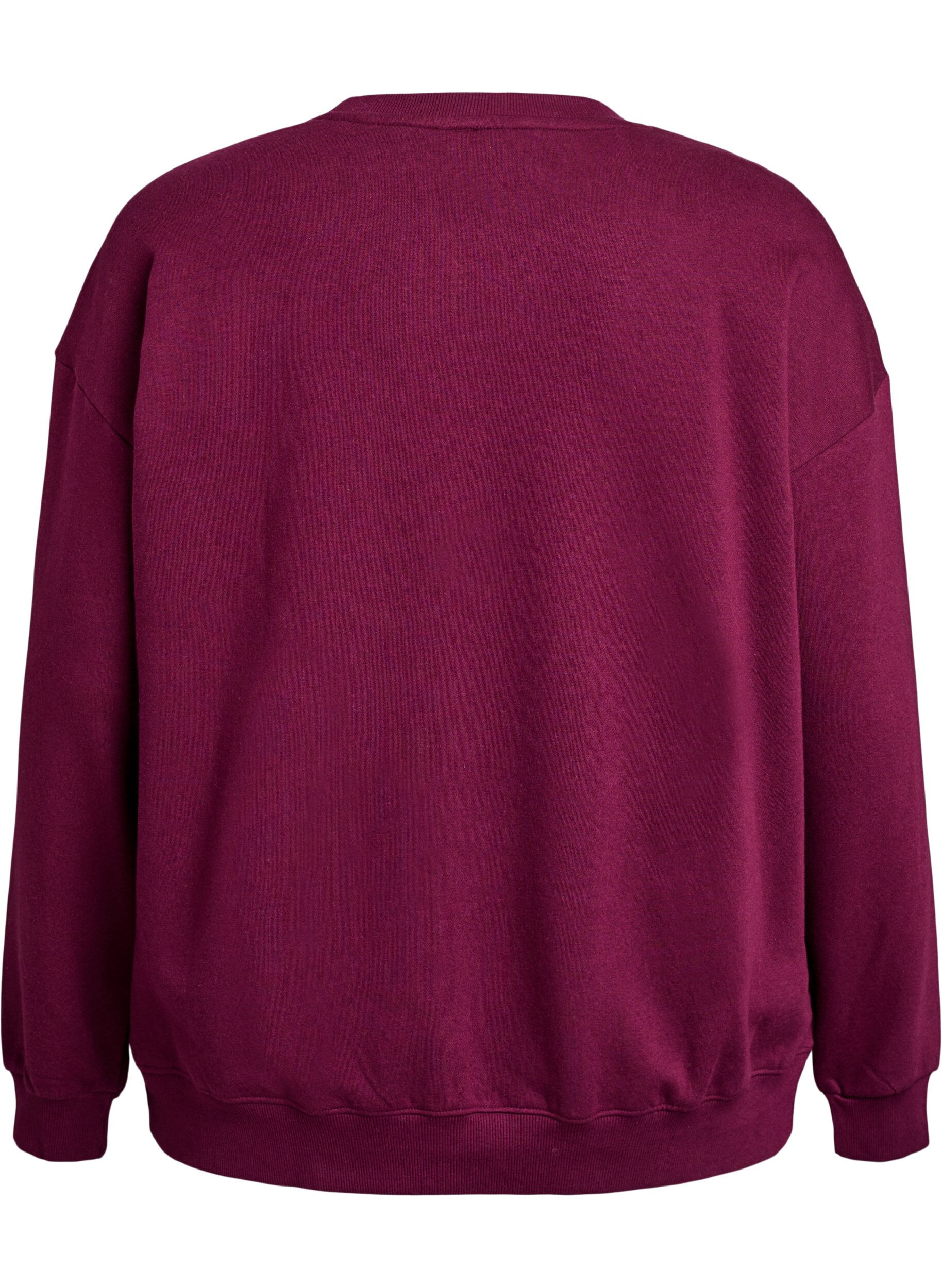 ZizziBluza z nadrukiem tekstowym, Ciemnobordowy, Packshot image number 1