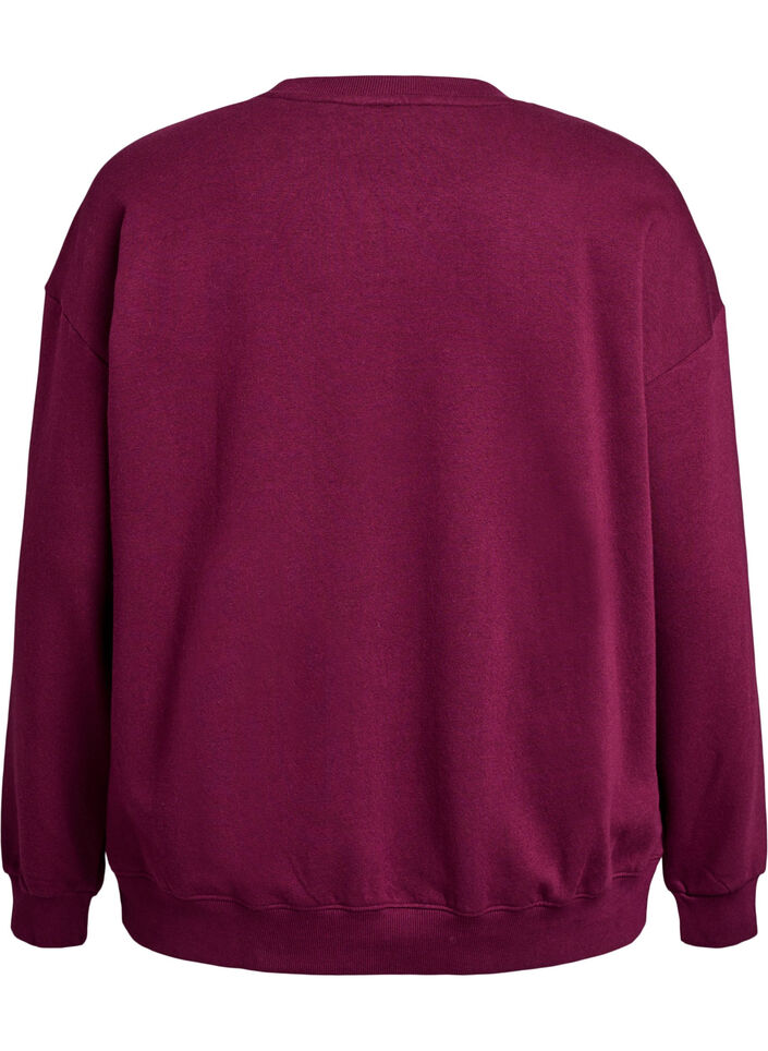 Bluza z nadrukiem tekstowym, Ciemnobordowy, Packshot image number 1