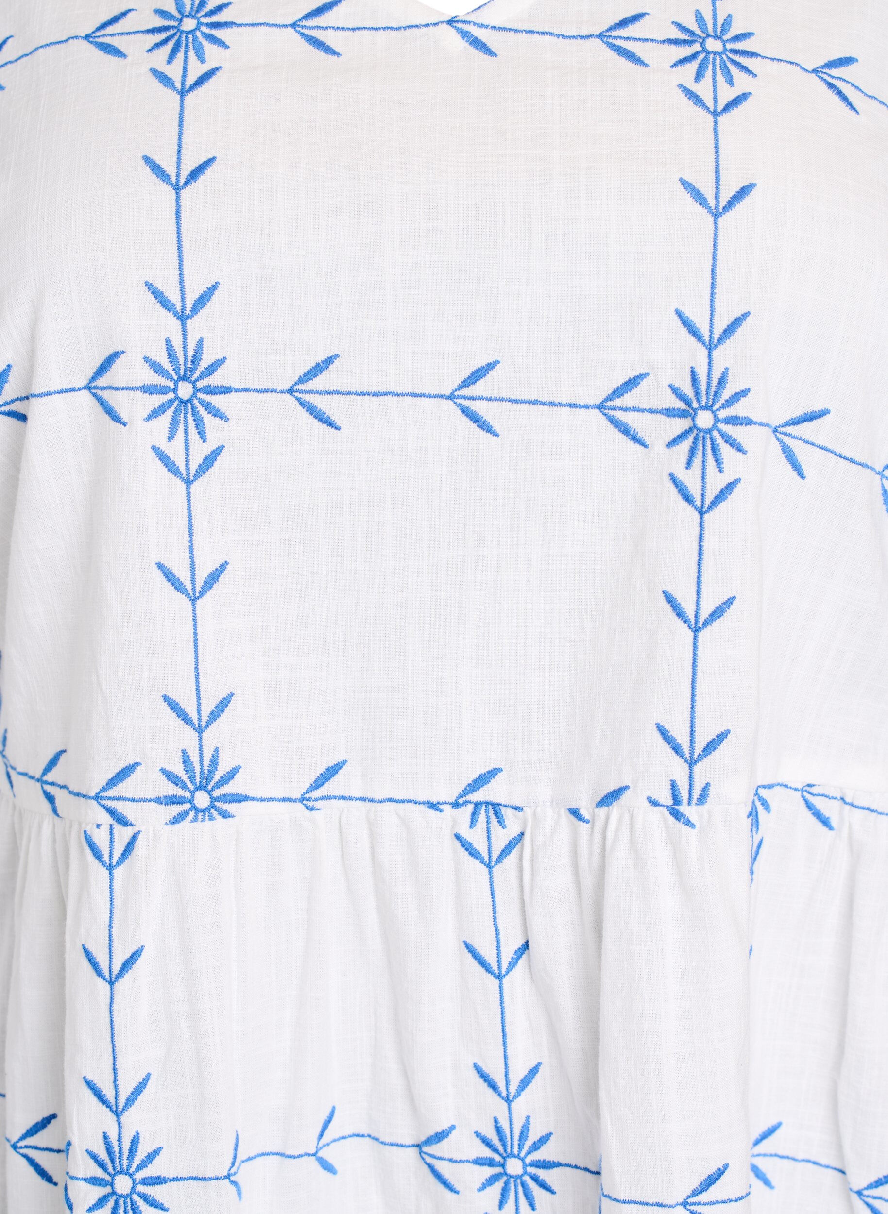 Zizzi Kr&oacute;tka sukienka z dekoltem w szpic i haftem, Biały, Packshot image number 2