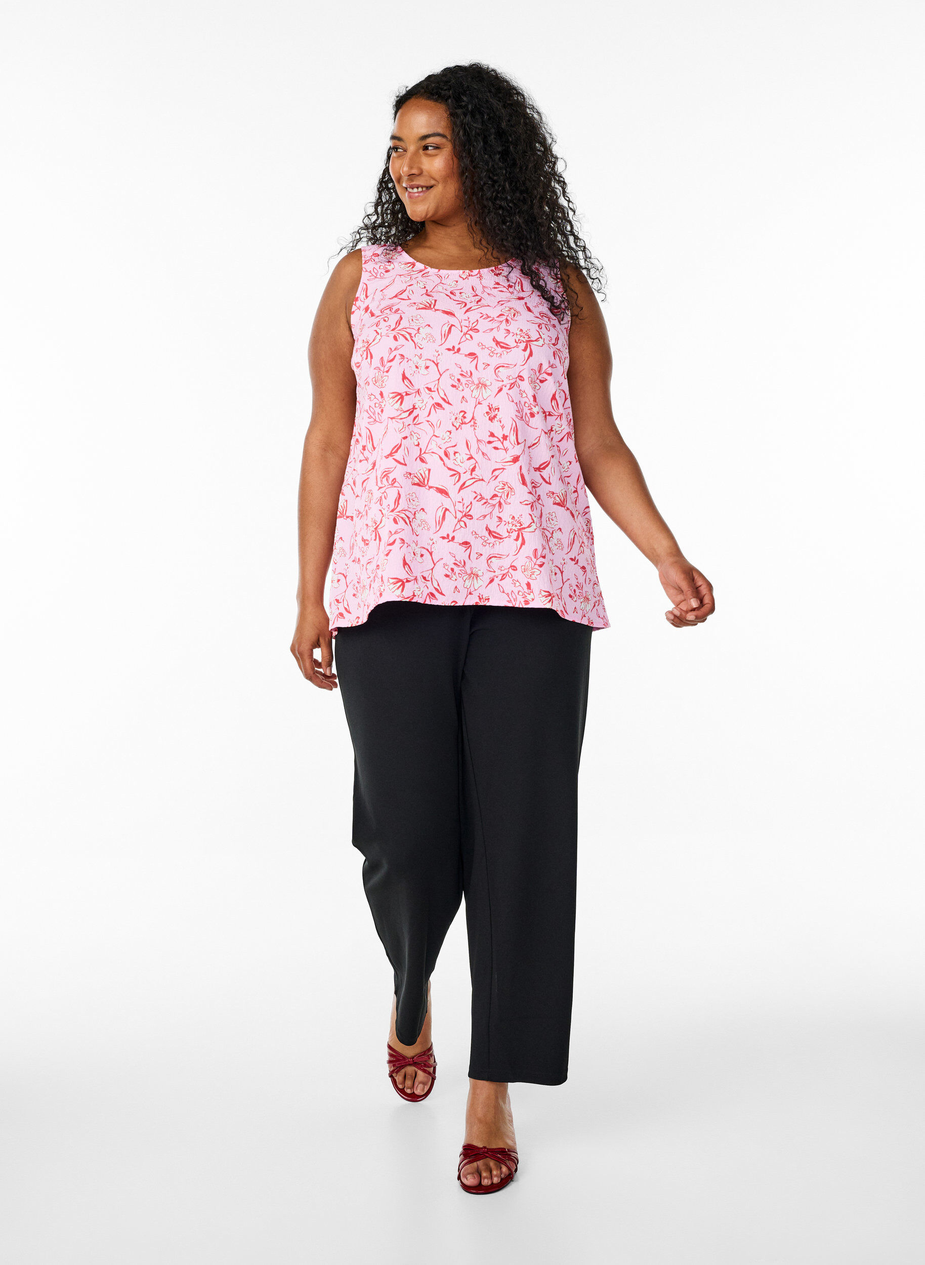 Zizzi FLASH - Top bez rekaw&oacute;w z tekstura, R&oacute;żowy, Model image number 1