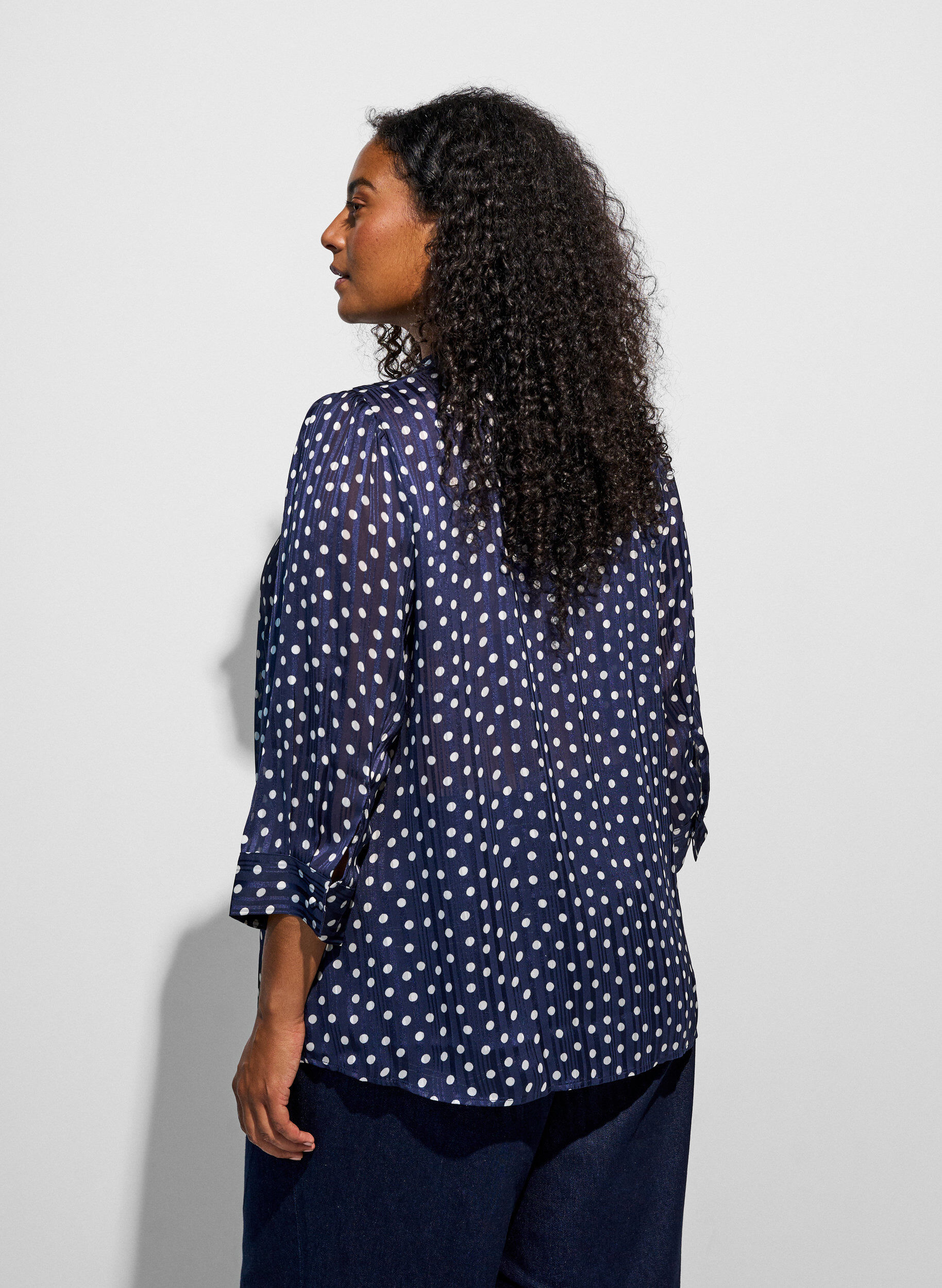 ZizziKoszula w krate z wykladanym kolnierzem i 3/4-sleeves, Niebieskie, Model image number 2