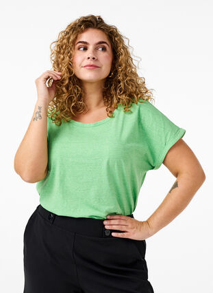 Bawelniant T-shirt w neonowym kolorze, Neon Green, Model image number 0