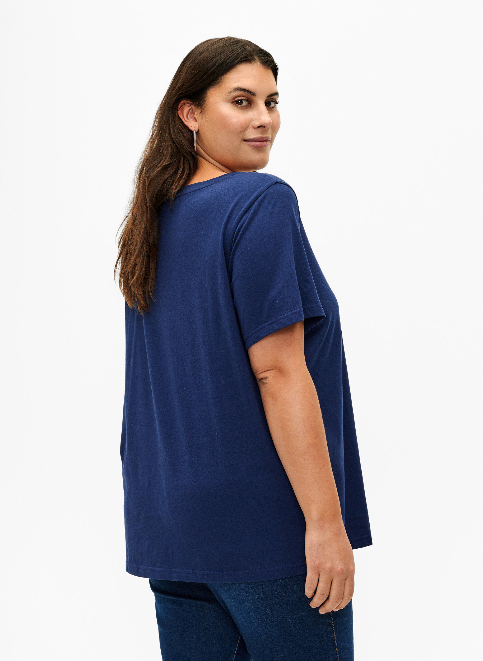 Zizzi Bawelniana koszulka z okraglym dekoltem i nadrukiem, Medieval B.W. Hearts, Model image number 1