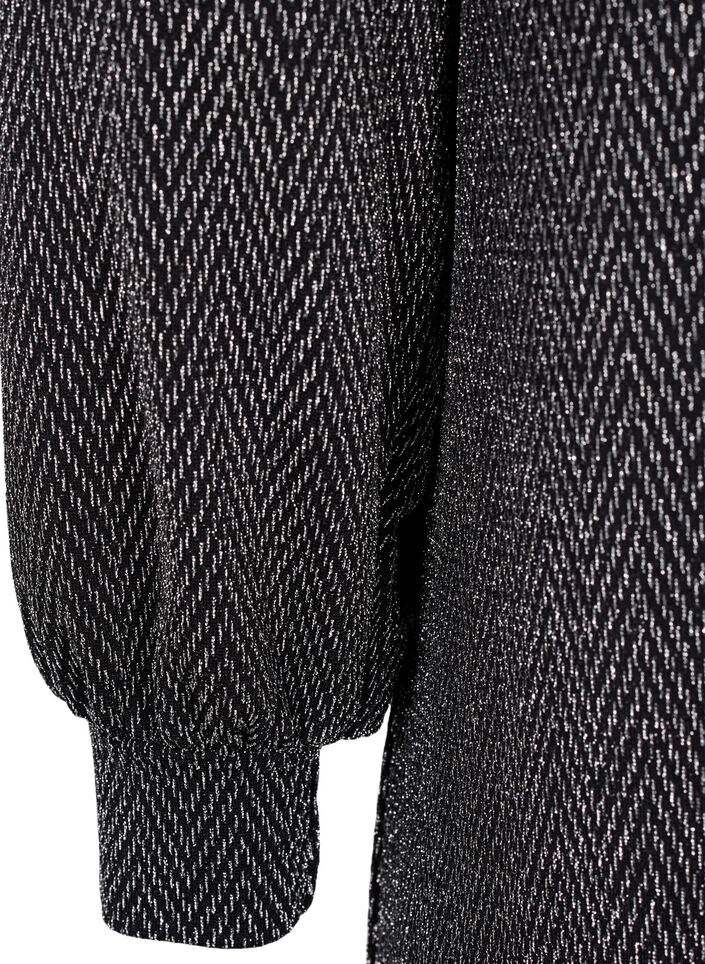 Sukienka w zygzakowaty wzór z brokatem, Silver ZigZagShimmer, Packshot image number 3