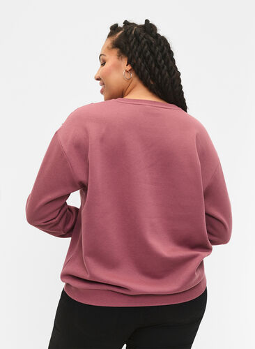 Bluza z falbanami i szydelkowymi detalami, Rose Brown, Model image number 1