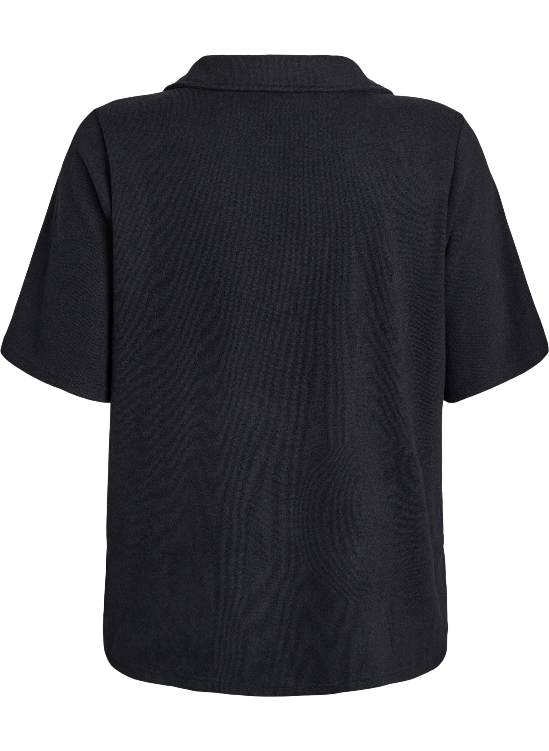 Zizzi Dzersejowa bluzka z kolnierzykiem i kr&oacute;tkim rekawem, Czarne, Packshot image number 1