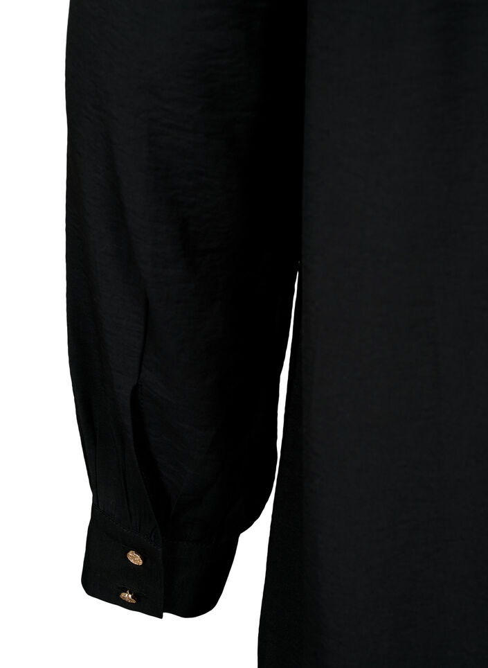 Krótka sukienka z dekoltem z falbana, Black, Packshot image number 3