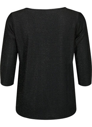 Brokatowa bluzka z rekawami 3/4, Black Black, Packshot image number 1