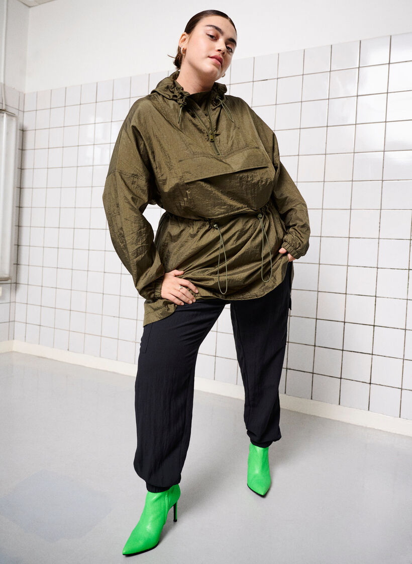 Dluga kurtka anorak z kapturem i kieszenia, Grape Leaf, Image image number 0