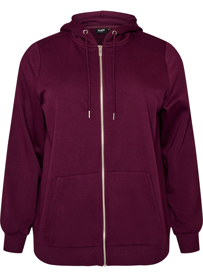 Bluza z kapturem, zamkiem blyskawicznym i kieszeniami, Fioletowy, Packshot image number 0