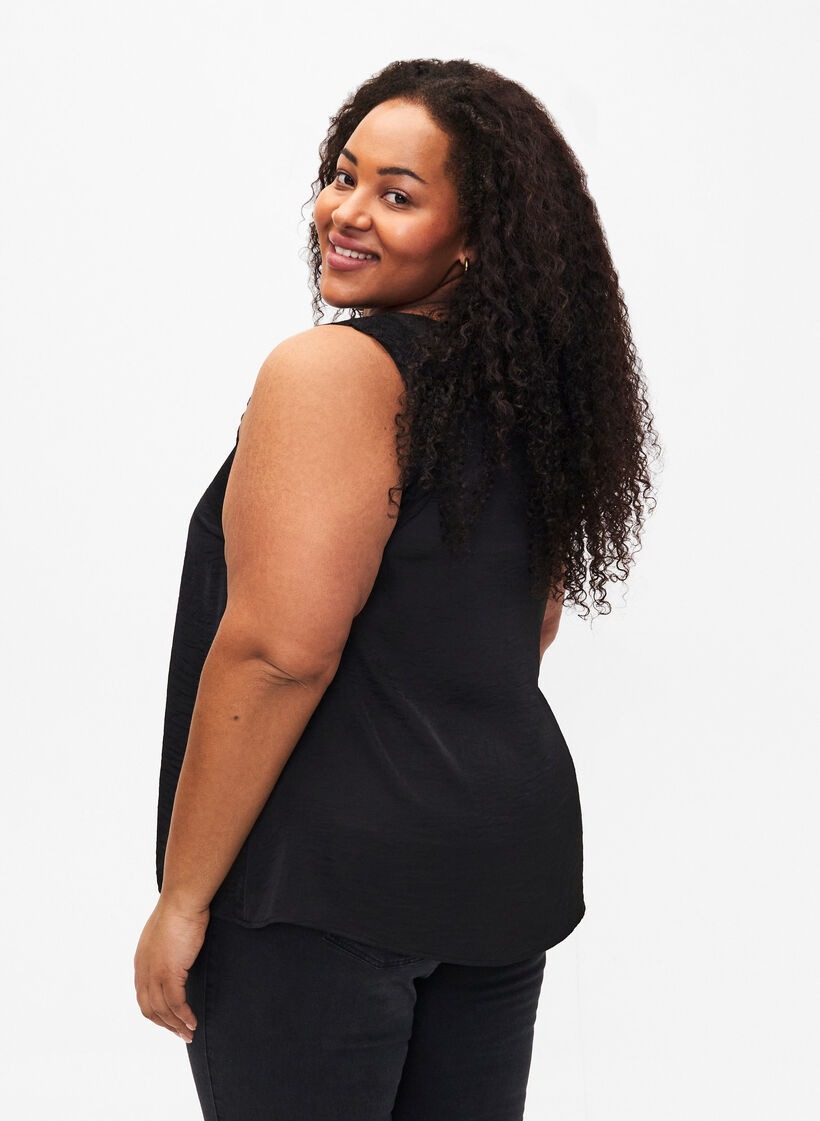 Top z koronka i krzyzykiem, Black, Model image number 1