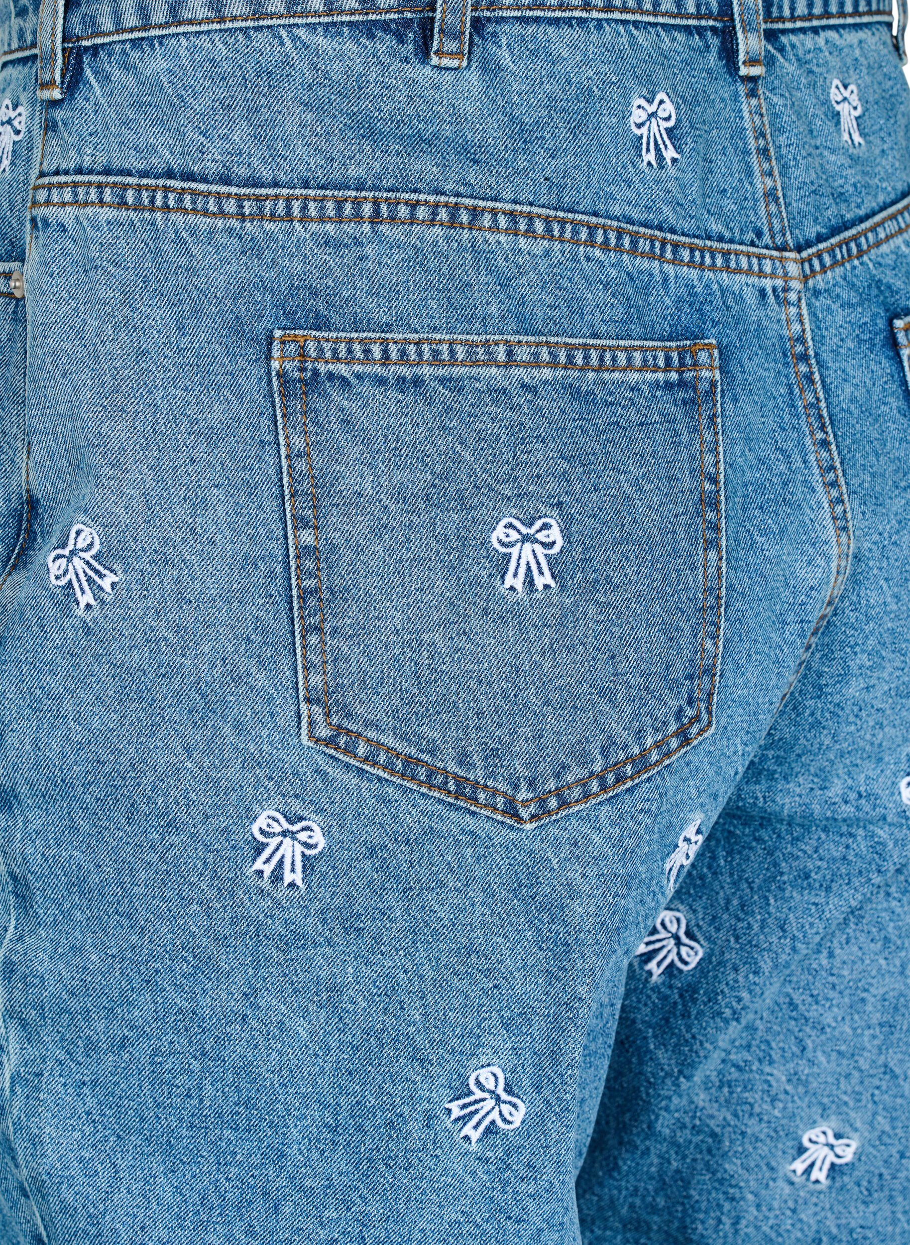 Zizzi  Jeansy Mille typu mom fit z haftem, Niebieskie, Packshot image number 3