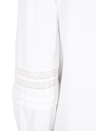 Bluzka z marszczeniami i koronkowym wykonczeniem, Bright White, Packshot image number 3