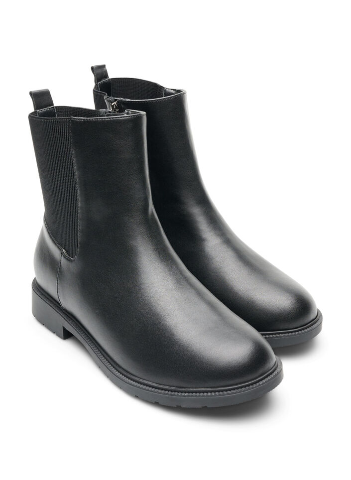 Recznie robione buty Chelsea ze sk&oacute;ry z elastycznym panelem, Czarne, Packshot image number 1