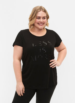 Sportowa koszulka z nadrukiem, Black w.Less Is More, Model image number 0