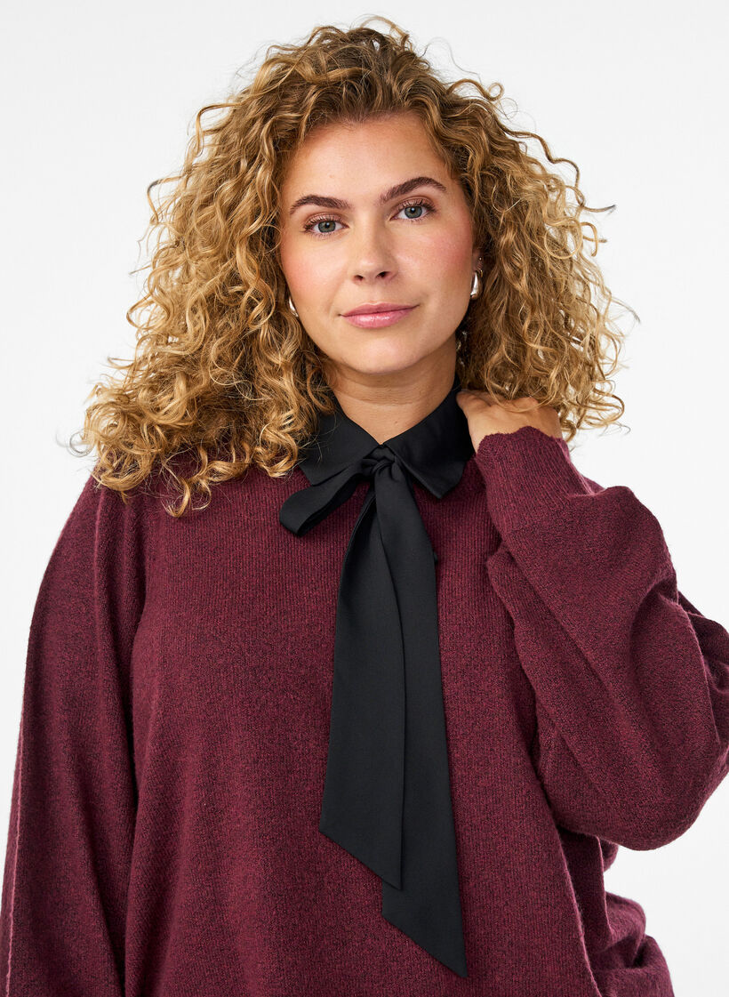 Falszywy kolnierzyk z odpinanym krawatem, Czarne, Model image number 0