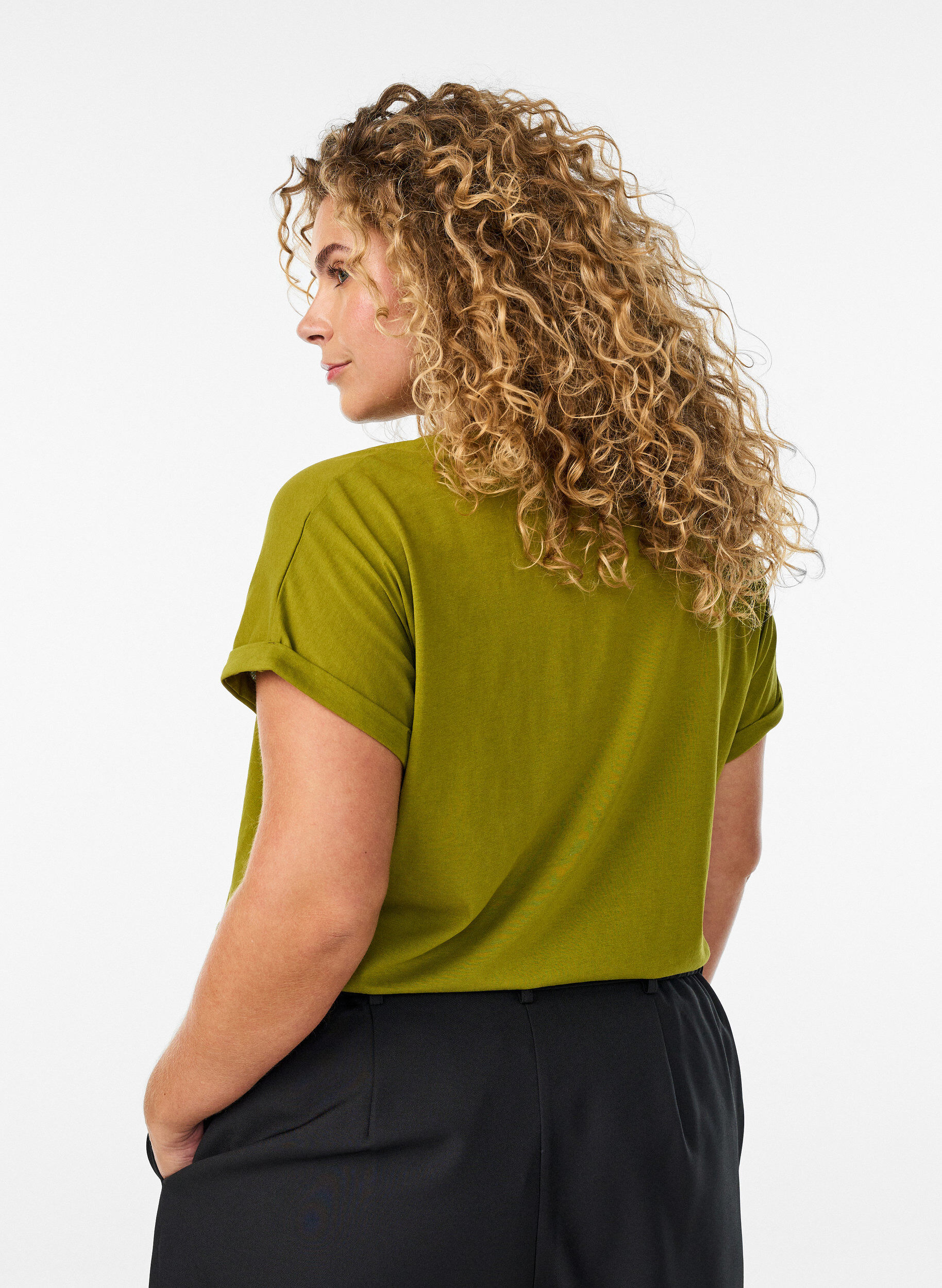 ZizziT-shirt z kr&oacute;tkim rekawem z mieszanki bawelny, Zielony, Model image number 2