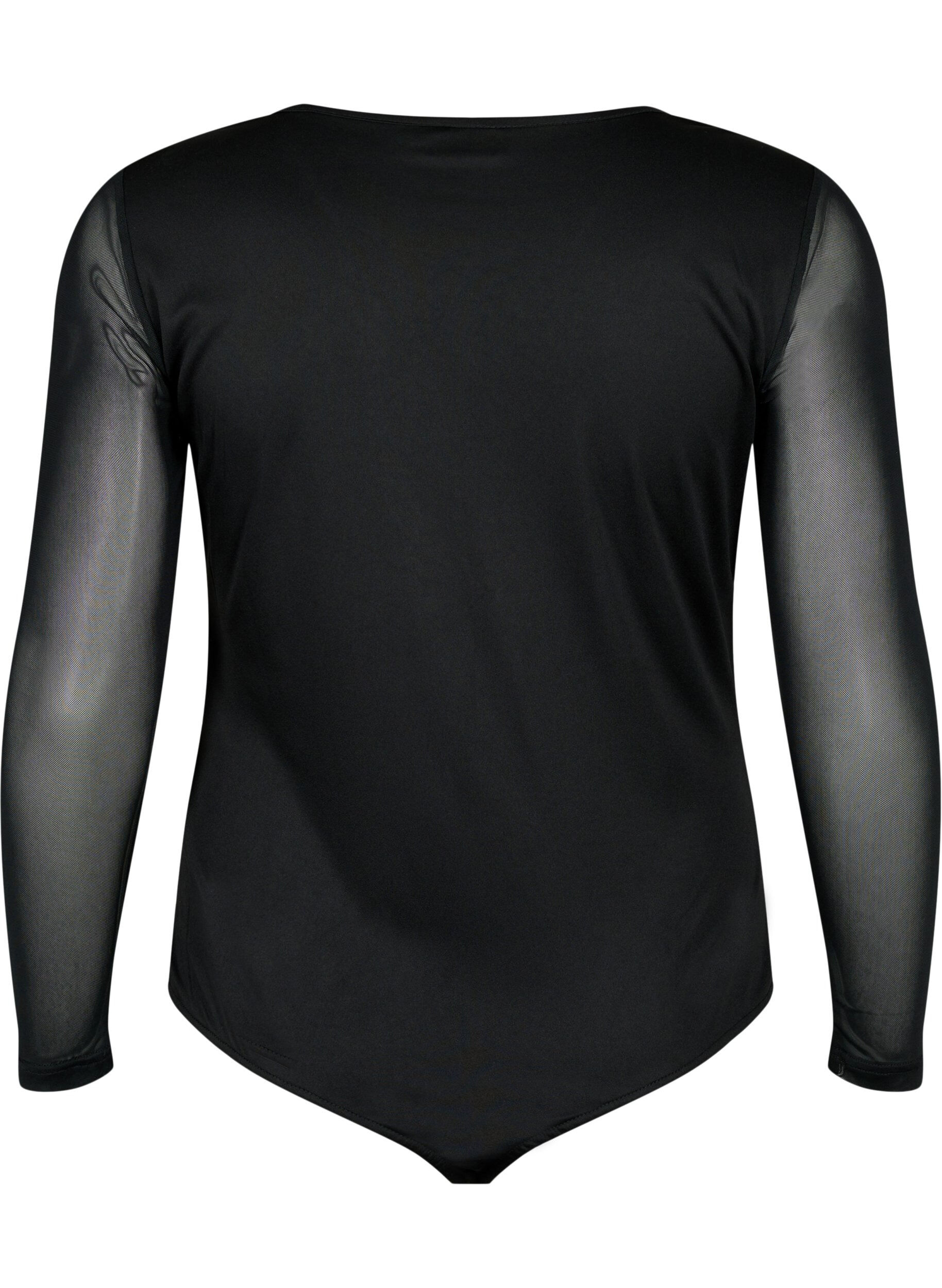 Zizzi Bodystocking z koronka i siateczka, Black, Packshot image number 1