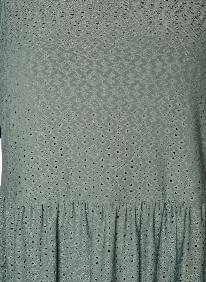 Kr&oacute;tka sukienka z koronkowym motywem i kaskadowa sp&oacute;dnica, Zielony, Packshot image number 2