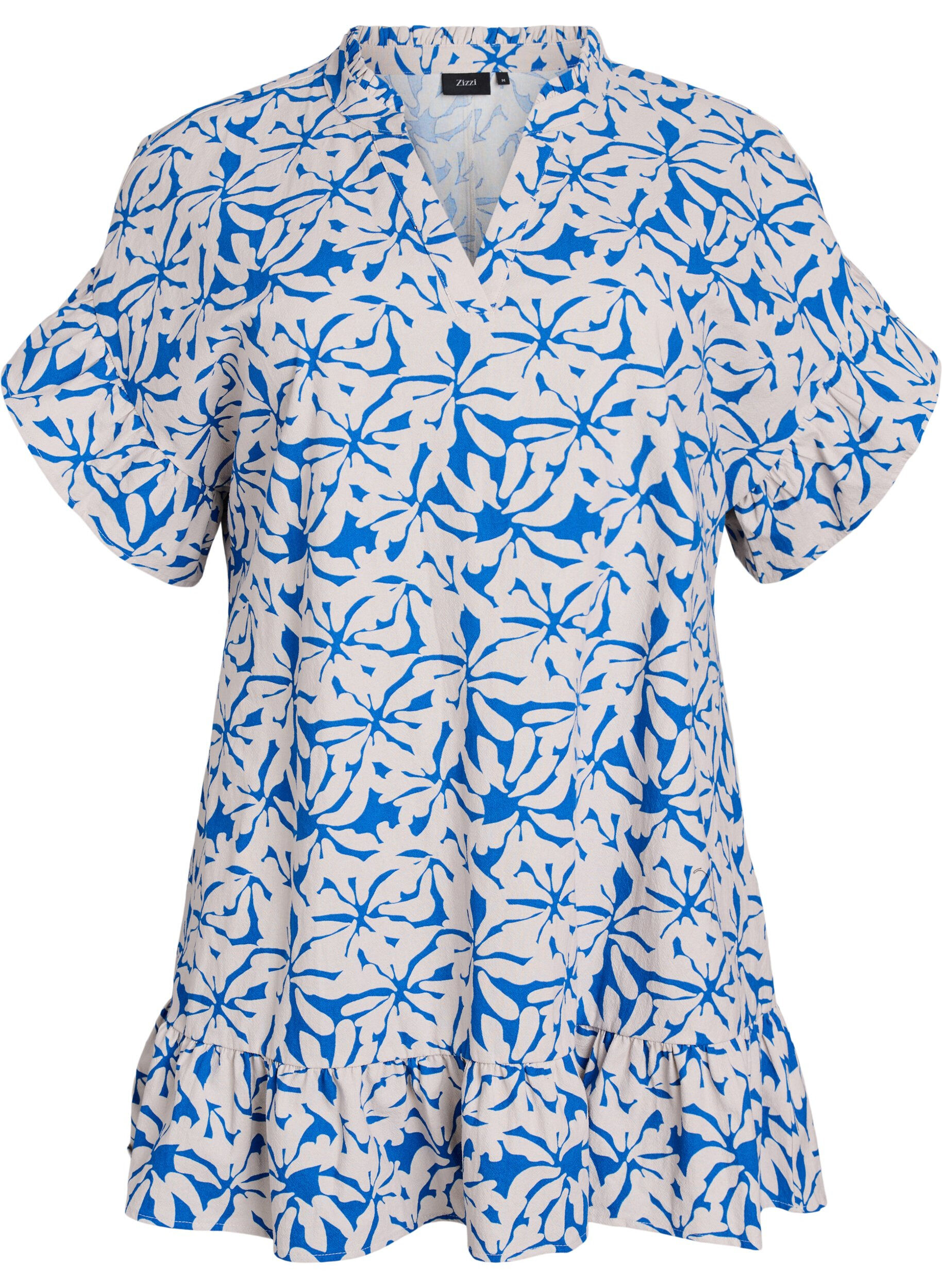 Tunika z dekoltem w szpic i marszczeniami