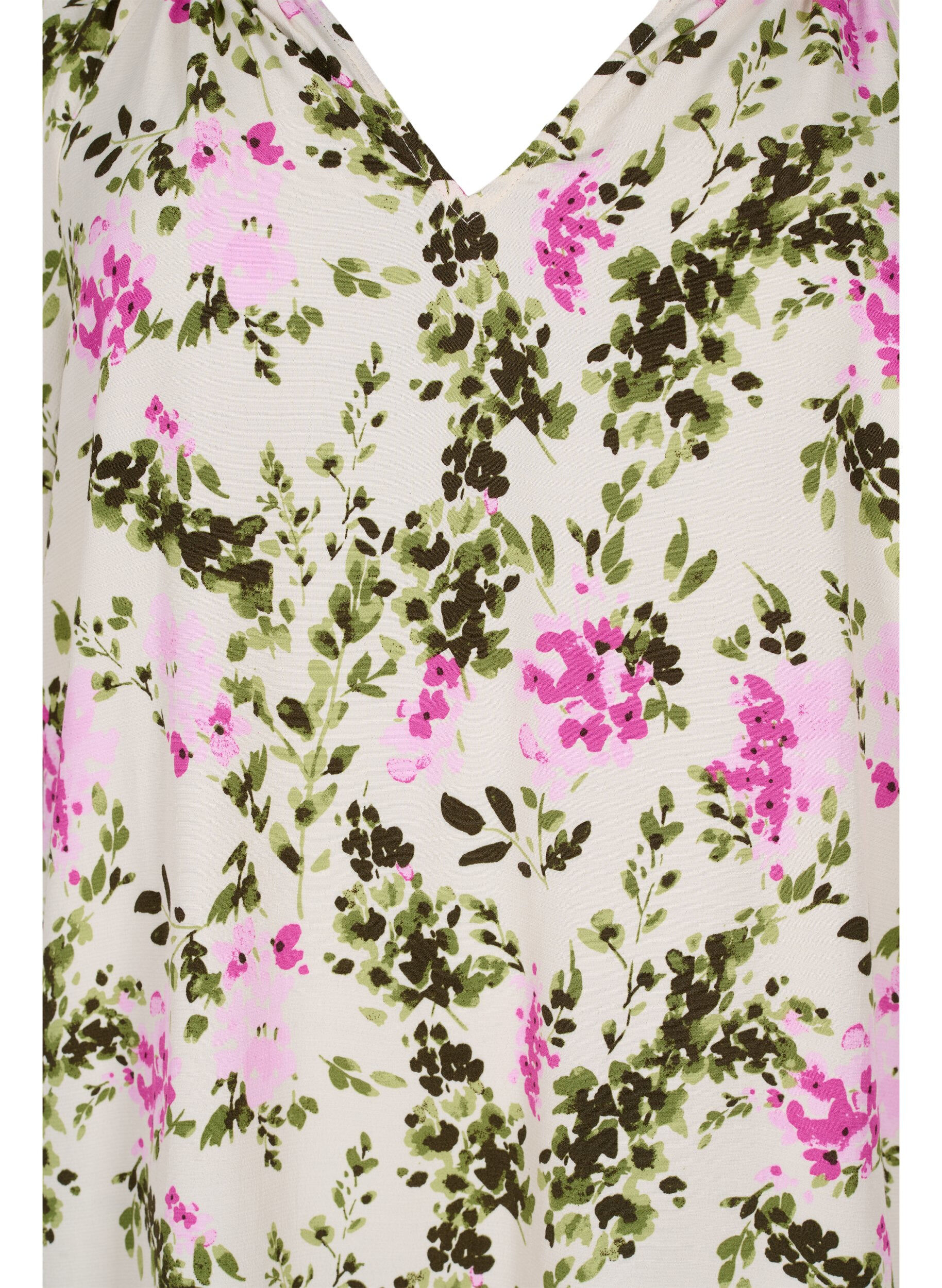 Zizzi Viscose blouse with short sleeves, Green Pink AOP, Packshot image number 2