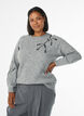 Sweter z haftem z perel, Szary, Model image number 0