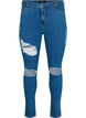 Obcisle jeansy z rozdarciami, Blue denim, Packshot image number 0