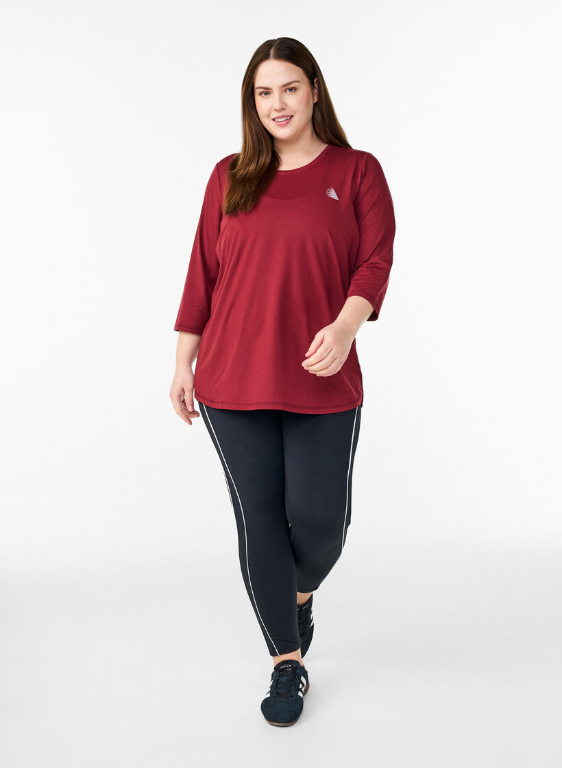 Sportowy top z rekawami 3/4, Czerwony, Model image number 1