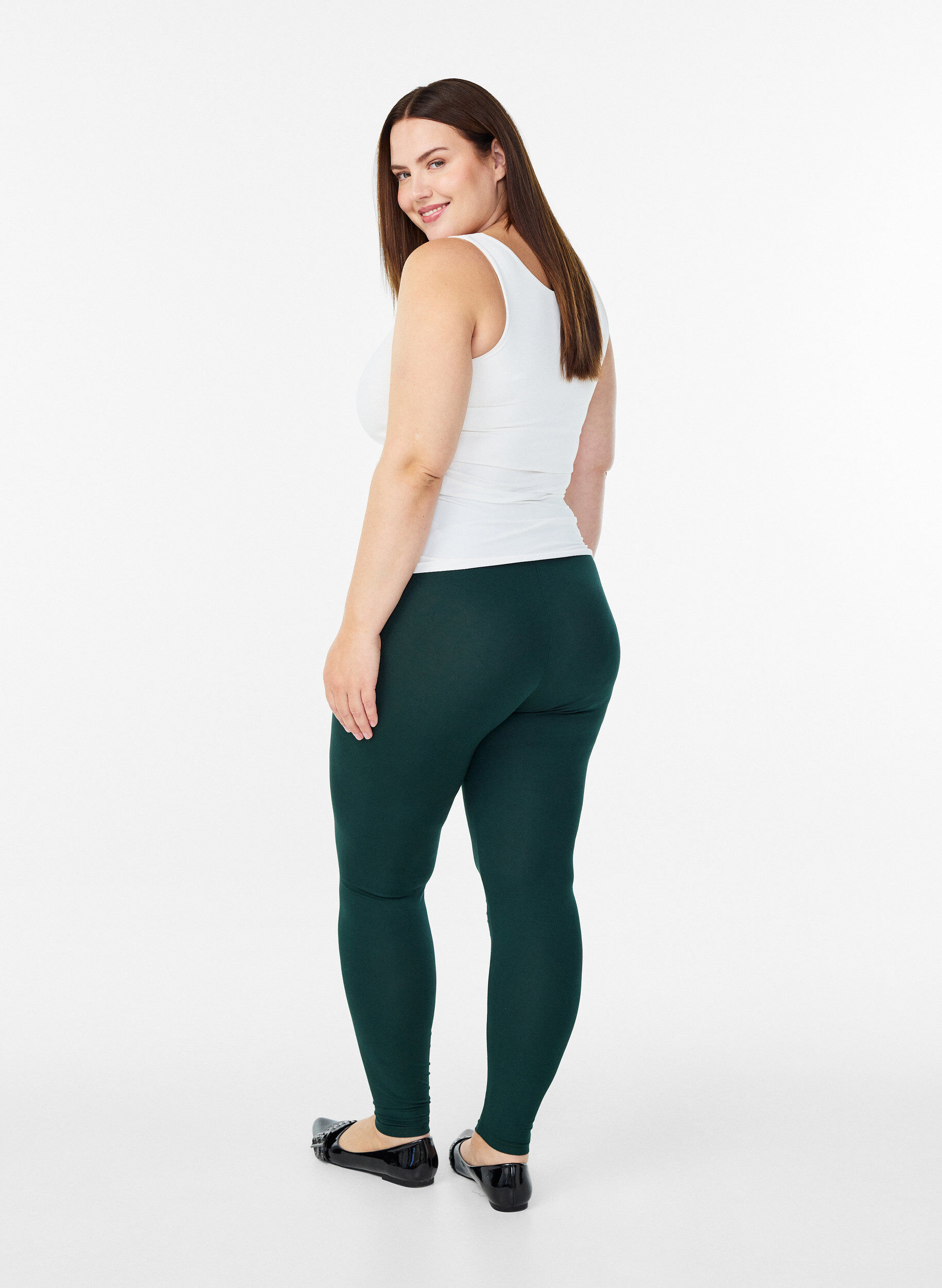 Zizzi Legginsy z wiskozy w stylu basic, Zielony, Model image number 2