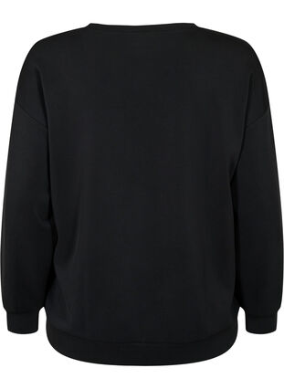 Bluza z mieszanki modalu z tekstowym nadrukiem, Black, Packshot image number 1
