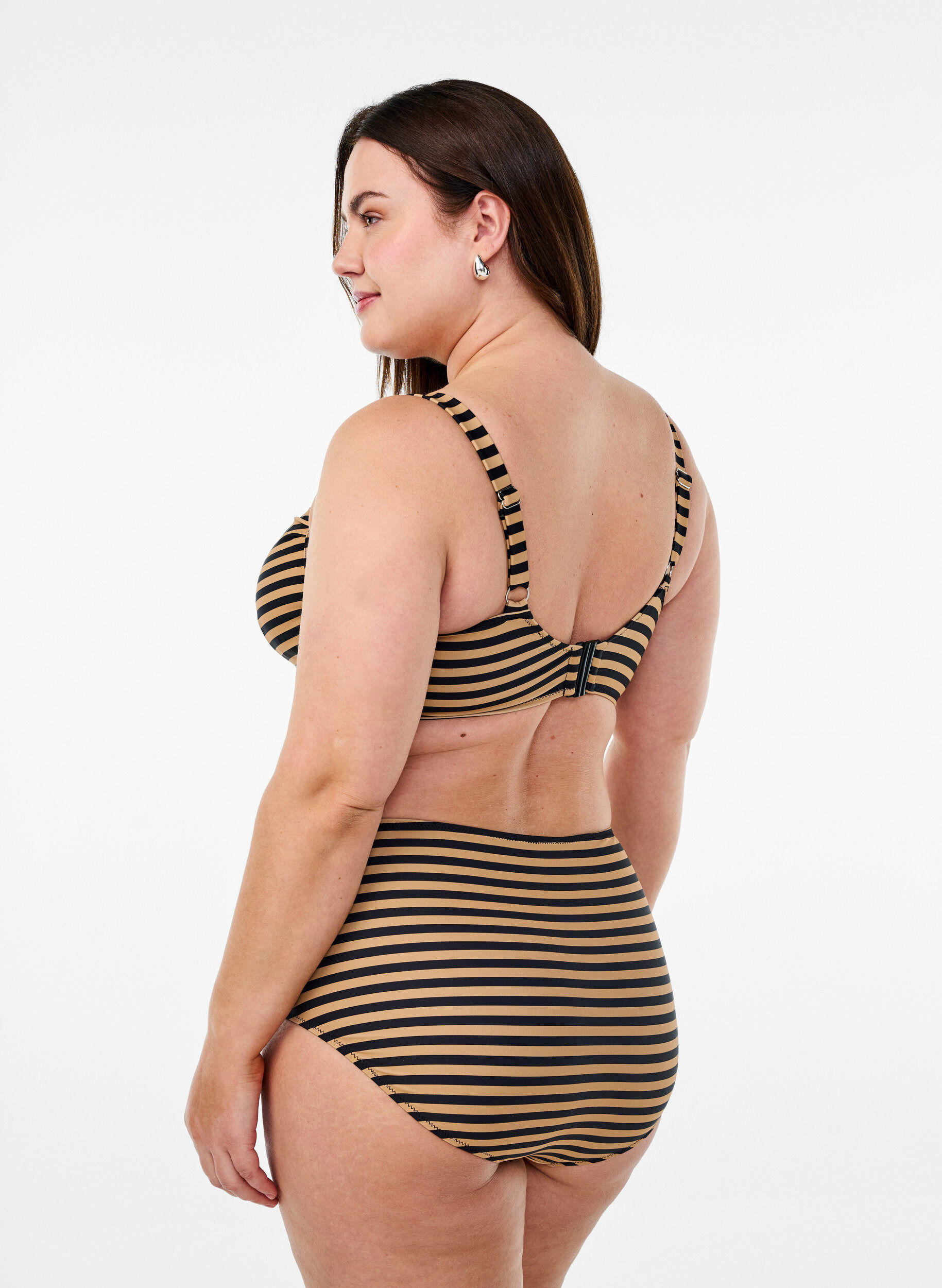ZizziG&oacute;ra od bikini z fiszbinami i wzorem, Brązowy, Model image number 2