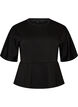 Bluzka peplum z rekawami do lokcia, Czarne, Packshot image number 0