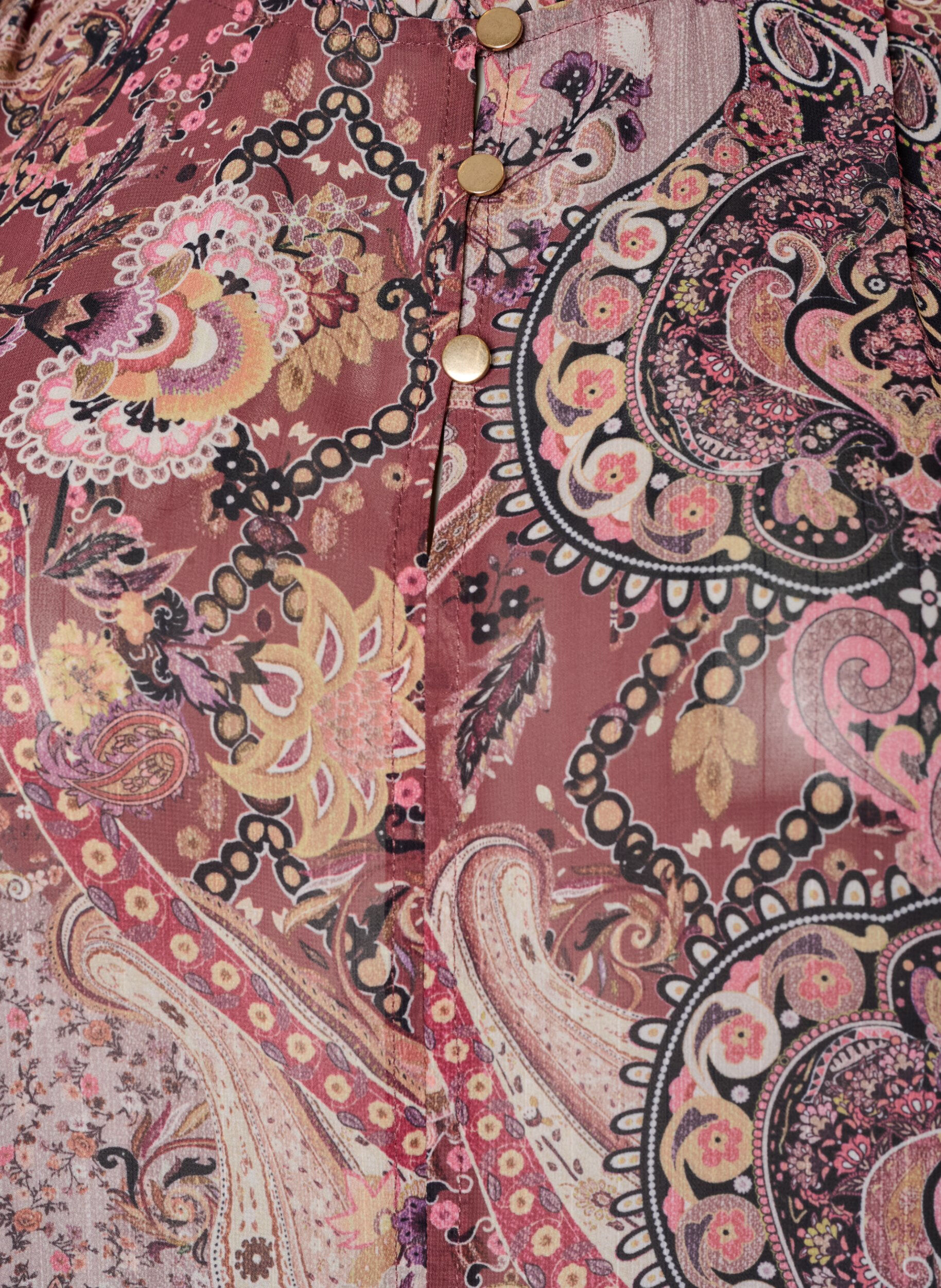 ZizziBluzka z nadrukiem w stylu paisley i falbankami, Fioletowy, Packshot image number 2