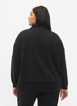 Bluza z mieszanki modalu z wysokim dekoltem, Black, Model image number 1