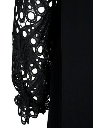 Wiskozowa sukienka z szydelkowymi rekawami, Black, Packshot image number 3