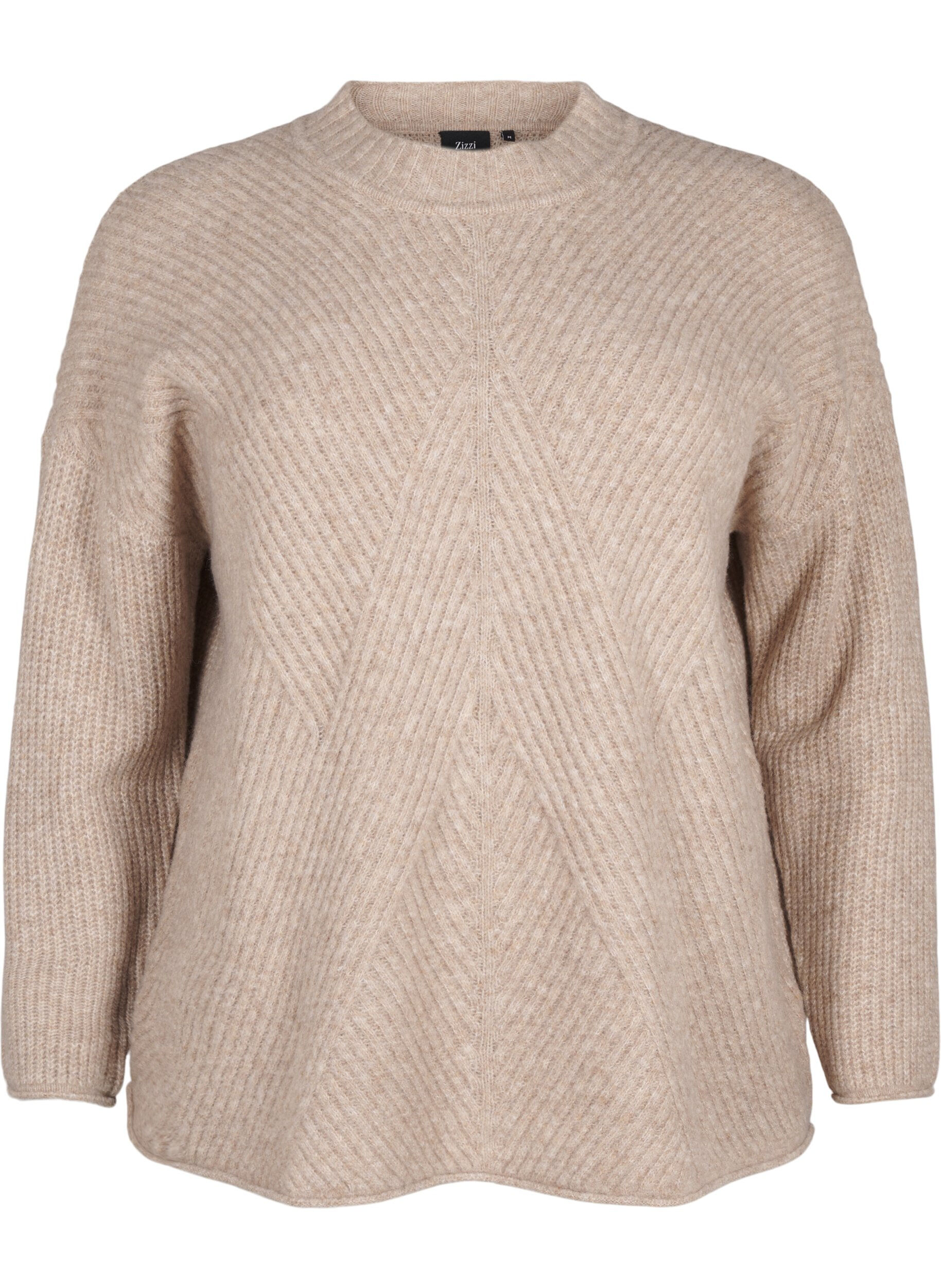 Zizzi Sweter w paski z dlugimi rekawami, Simply Taupe Mel., Packshot image number 0
